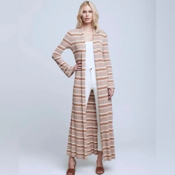 L’AGENCE METALLIC STRIPPED DUSTER CARDIGAN     NWOT - Picture 5 of 10